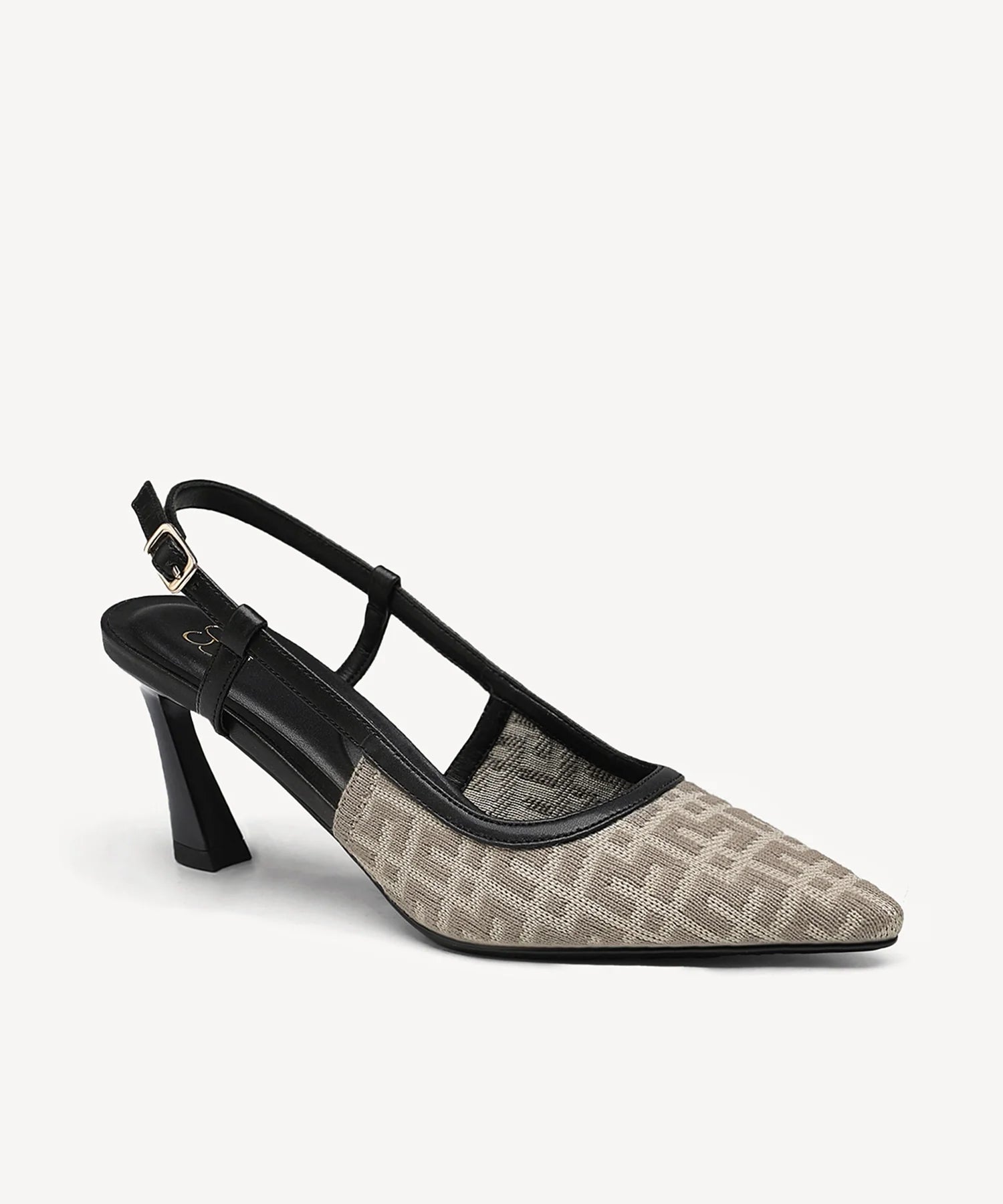 Minimalist Weave Pointed Toe Heeled Slingback - Monogram Apricot / US 7.5 | EU 38 | UK 5.5