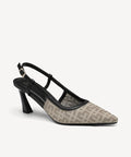 Minimalist Weave Pointed Toe Heeled Slingback - Monogram Apricot / US 7 | EU 37.5 | UK 5