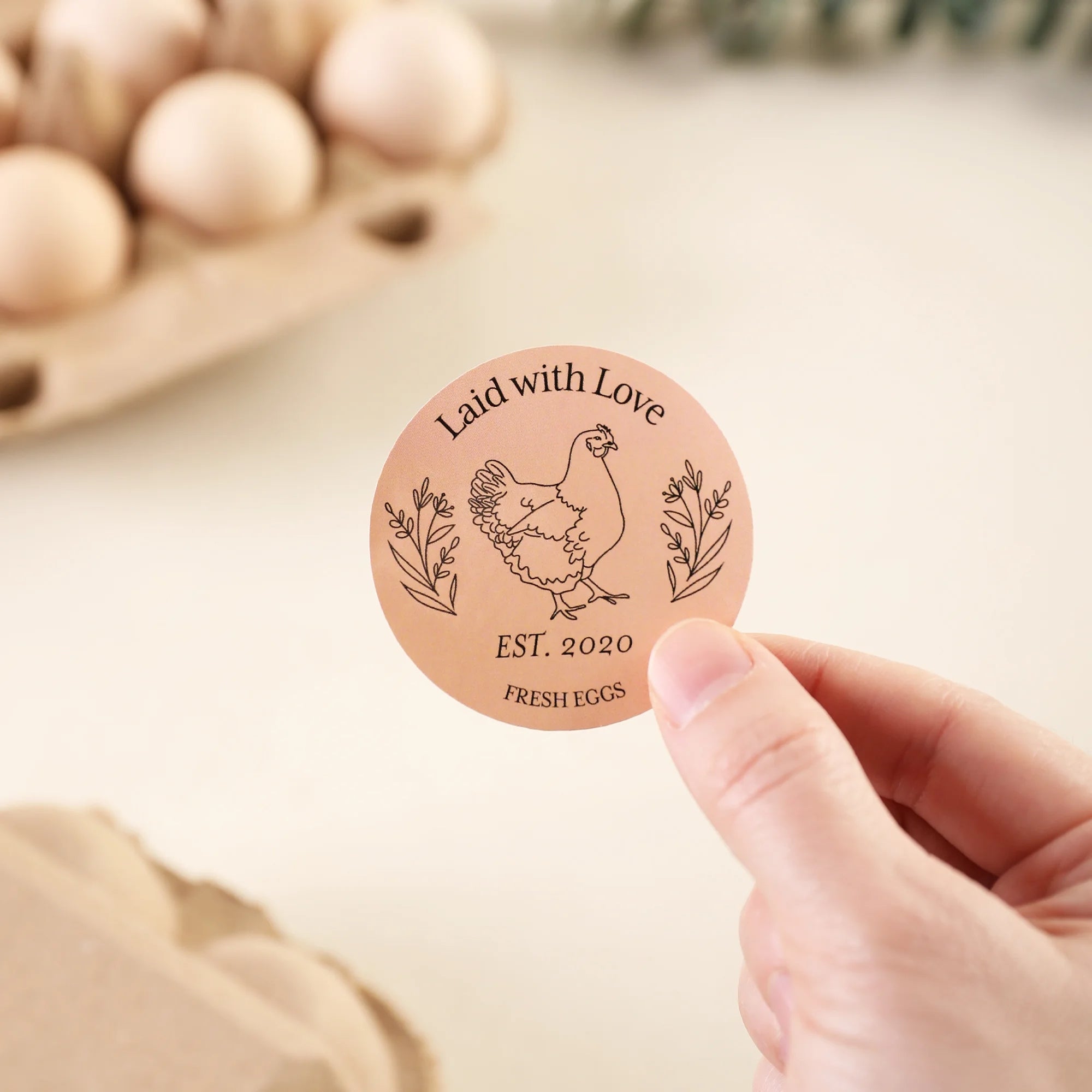 Pegatinas impermeables personalizadas con el nombre de la gallina en forma de ramas y hojas para granjas de gallinas