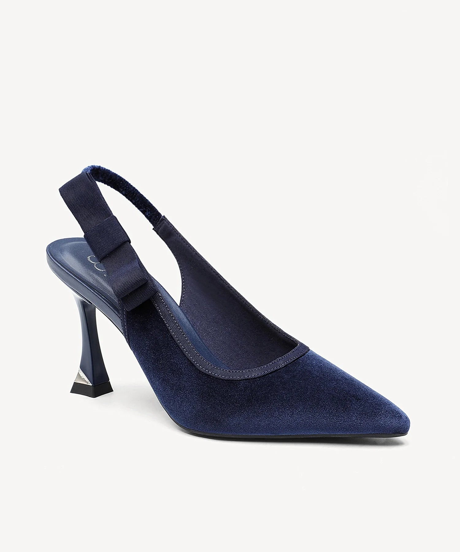Everlush Velvet Pointed Toe Heeled Slingback - Navy Blue / US 6.5 | EU 37 | UK 4.5