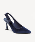 Everlush Velvet Pointed Toe Heeled Slingback - Navy Blue / US 10 | EU 41.5 | UK 8