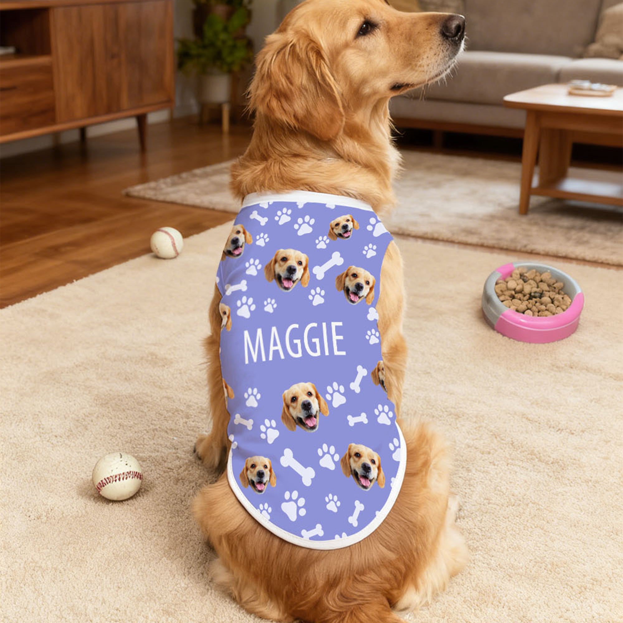 Personalizada Hueso de Pez Pata de impresión 100% algodón suave cálido perro gato mascota chaleco con la cara del animal doméstico foto y nombre regalo de cumpleaños para los dueños de mascotas