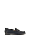 Chloé Polished Calfskin with Gold Chain Logo Loafer — Black