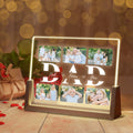 Personalizada 2-6 Fotos Collage Acrílico LED Luz de Noche con 1-6 Nombres de Niños y Base de Madera Decoración de Escritorio Día del Padre Regalo de Navidad para Papá Abuelo