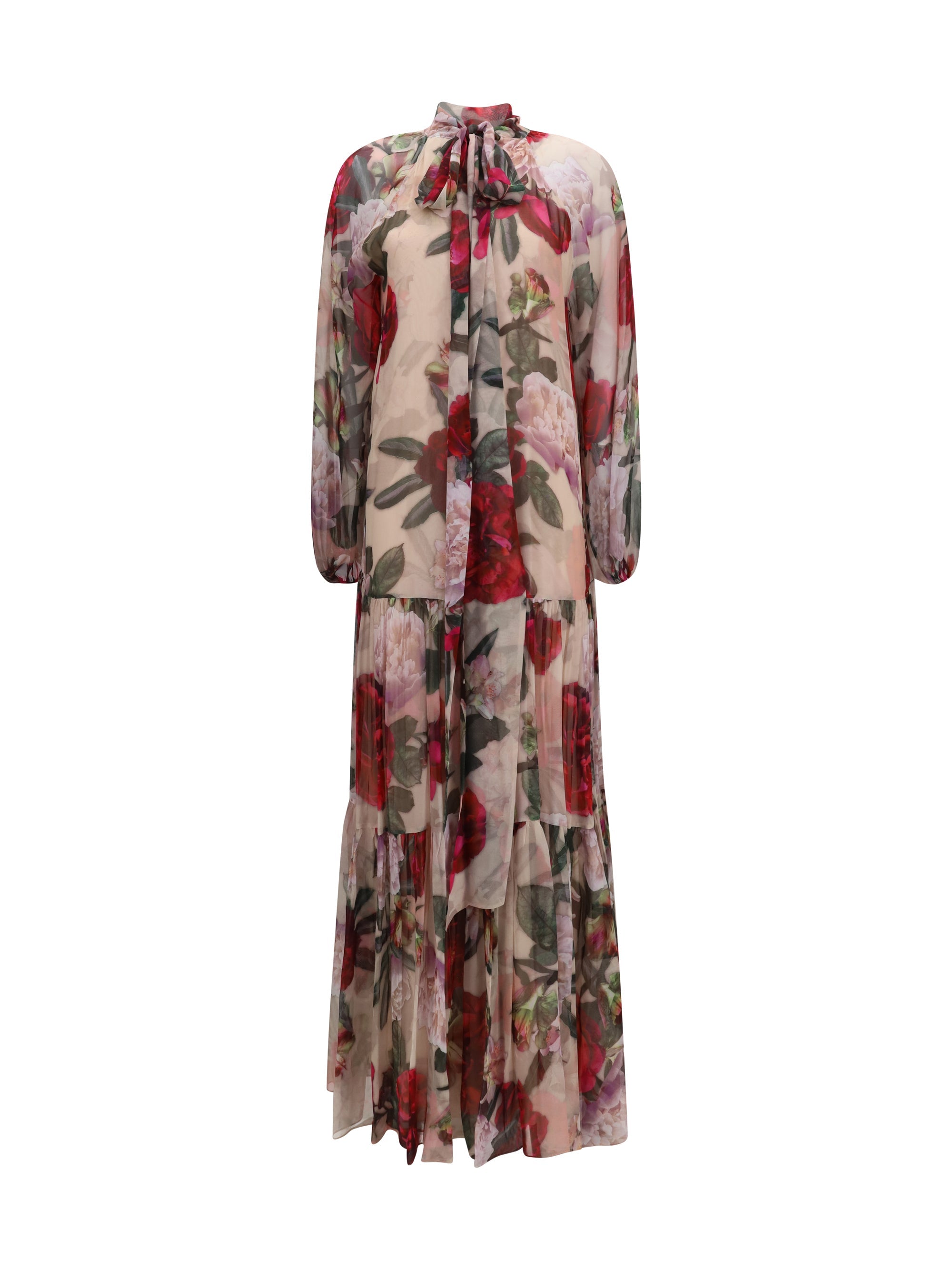Nissa Floral Printed Silk Dress — Multicolor