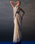 Ivory Sangeet Sari By KYNAH, Luxury Indian Fashion & Bridal Wear