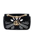 Medium GG Marmont Matelasse Velvet Crystal Embellished Shoulder Bag