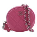CC Quilted Lambskin Zip Around Coin Pouch with Chain