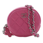 CC Quilted Lambskin Zip Around Coin Pouch with Chain