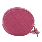CC Quilted Lambskin Zip Around Coin Pouch with Chain