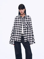 Style Diary Tencel acetate jacquard check dropped shoulder shirt