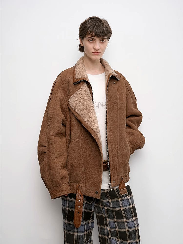 Jazz Party motorcycle jacket merino fur short fur coat
