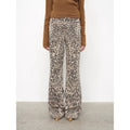“Wild roar”vintage original leopard print Turkish imported washed slimming straight-leg bootcut jeans