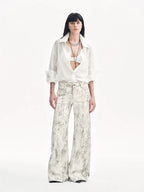 Ideal Spring Day Jacquard Hollow Drop Shoulder Shirt Summer