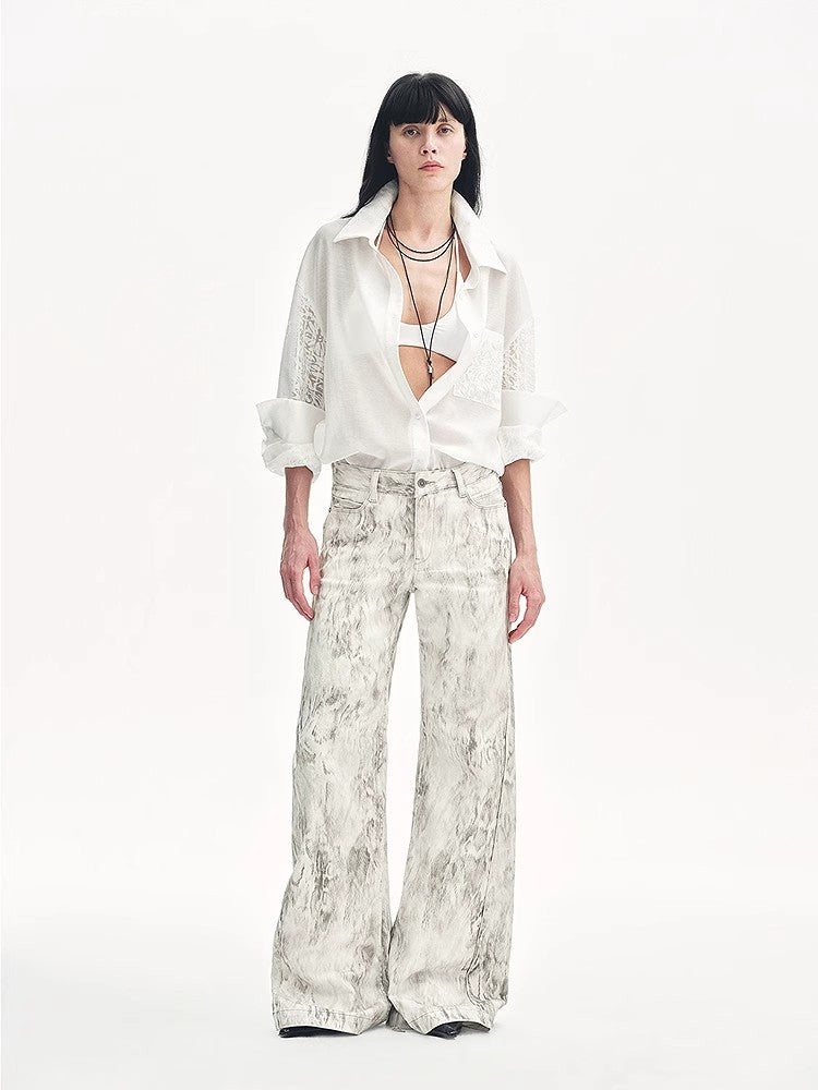 Ideal Spring Day Jacquard Hollow Drop Shoulder Shirt Summer
