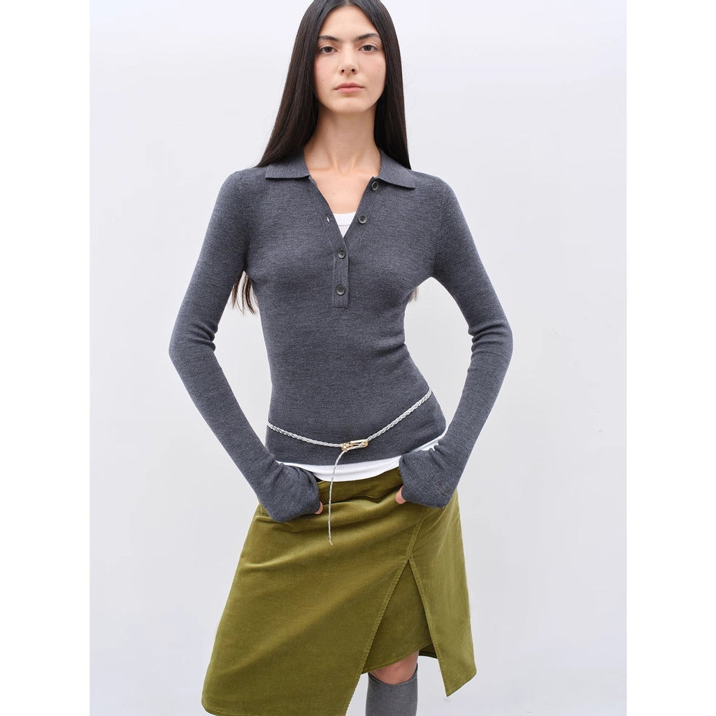 Effortless KnitImported Yangtze 2S 30-Count Merino Wool Polo Neck Sweater for Autumn/Winter