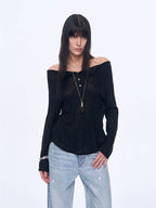 Fashion Law Casual One-shoulder Raglan Sleeve T-shirt Top