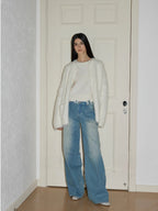 Cube Street Vintage Washed Cotton Low Rise Straight Jeans
