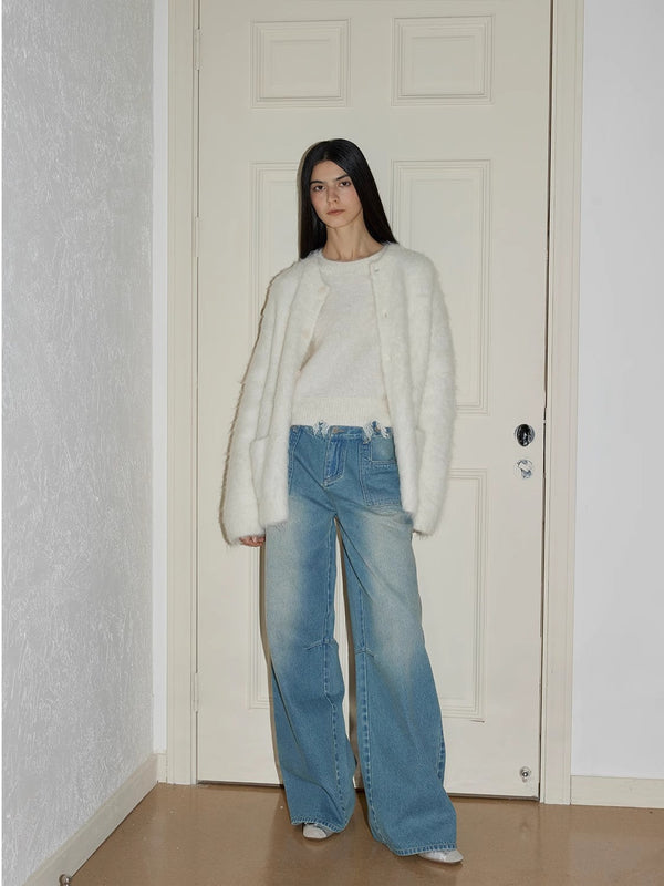 Cube Street Vintage Washed Cotton Low Rise Straight Jeans