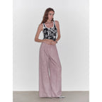 Light and Shadow Walking Retro Fashionable Dirty Printed Reverse-Fold Mid-Low-Waist Double-pleat Straight-leg Wide-Leg Casual Pants