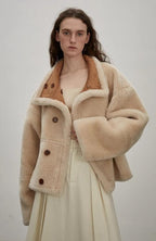 Makino Traveler Motorcycle  Reversible Wool And Artificial Compound Suede Shearling  jacket