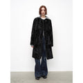 Roman Theater sheepskin fur one-piece long round neck straight fur coat for women winter