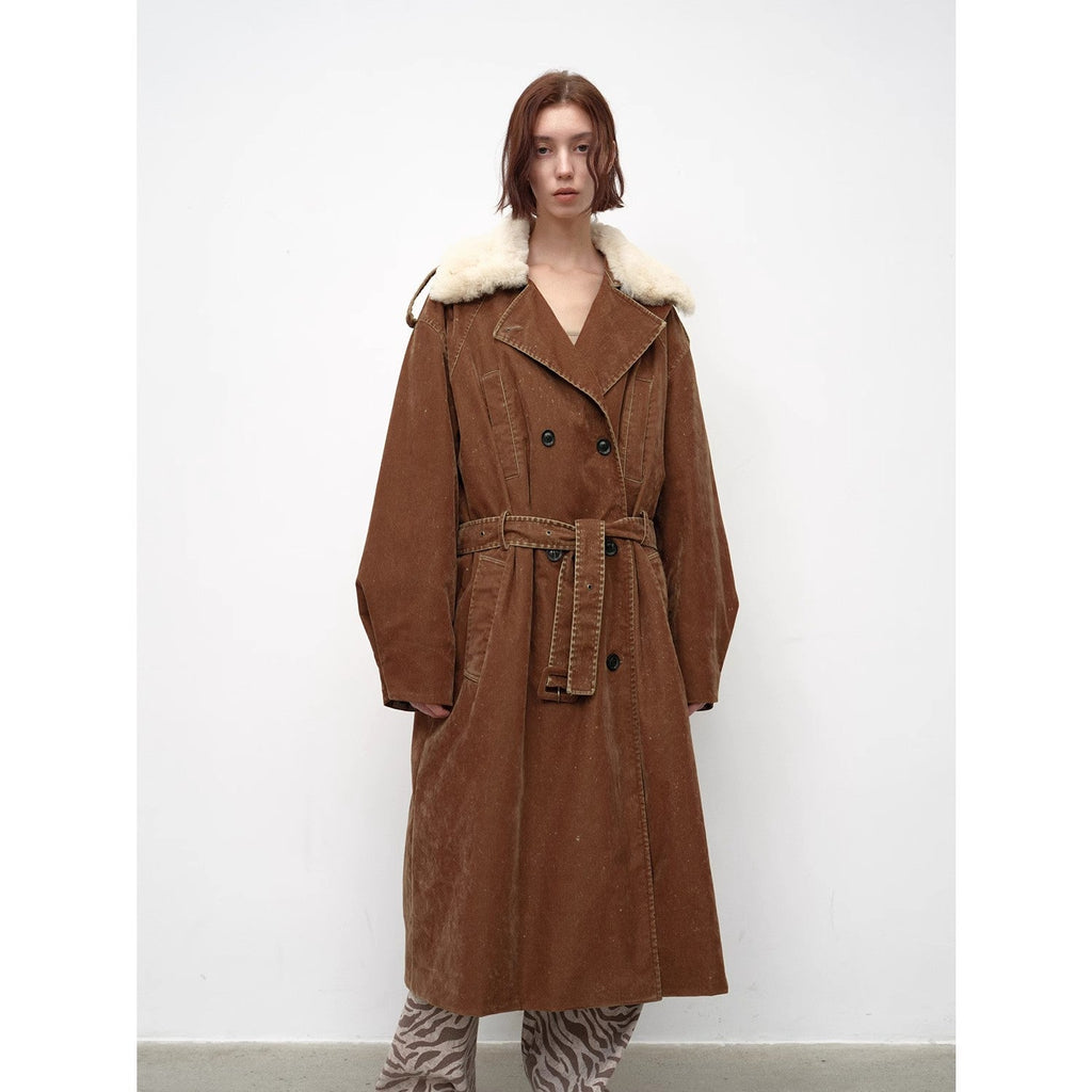 Windbreaker and Winter Detachable Wool Lapel Long Windbreaker Parka White Goose Down Down Jacket Winter