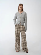Hokkaido Weaving Love wool blend crew neck cardigan top