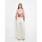 Relaxed Old Money Acetate Linen Old Money-Inspired Draped Mid-Waist Single-Pleat Straight-Leg Wide-Leg Casual Pants