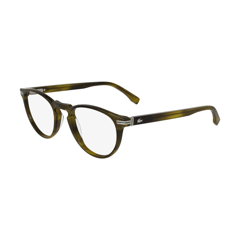 Lacoste L2966275 Acetate Round-Frame Eyeglasses — Olive