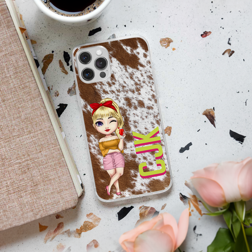 Personalizada de imitación de piel de animales de diseño de dibujos animados TPU caso del teléfono para el iPhone con la sombra Monograma Cumpleaños Aniversario Regalo para Mujeres Hombres