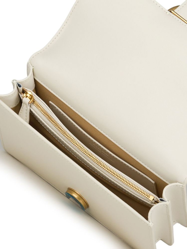 Pinko Vitello Seta Leather Crossbody Bag — White