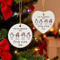 Personalizado Nuestra Primera Navidad Pingüino Familia Corazón Adorno de cerámica con nombres y año Árbol Decoración Regalo de Navidad para la familia Niños