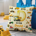 Personalizado lindo dinosaurio excavadora fantasía unicornio suave almohada funda con nombre habitación decoración cumpleaños regalo para niños niñas