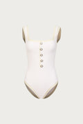 The Grace Tank One Piece (Faux Suede White/Cream)