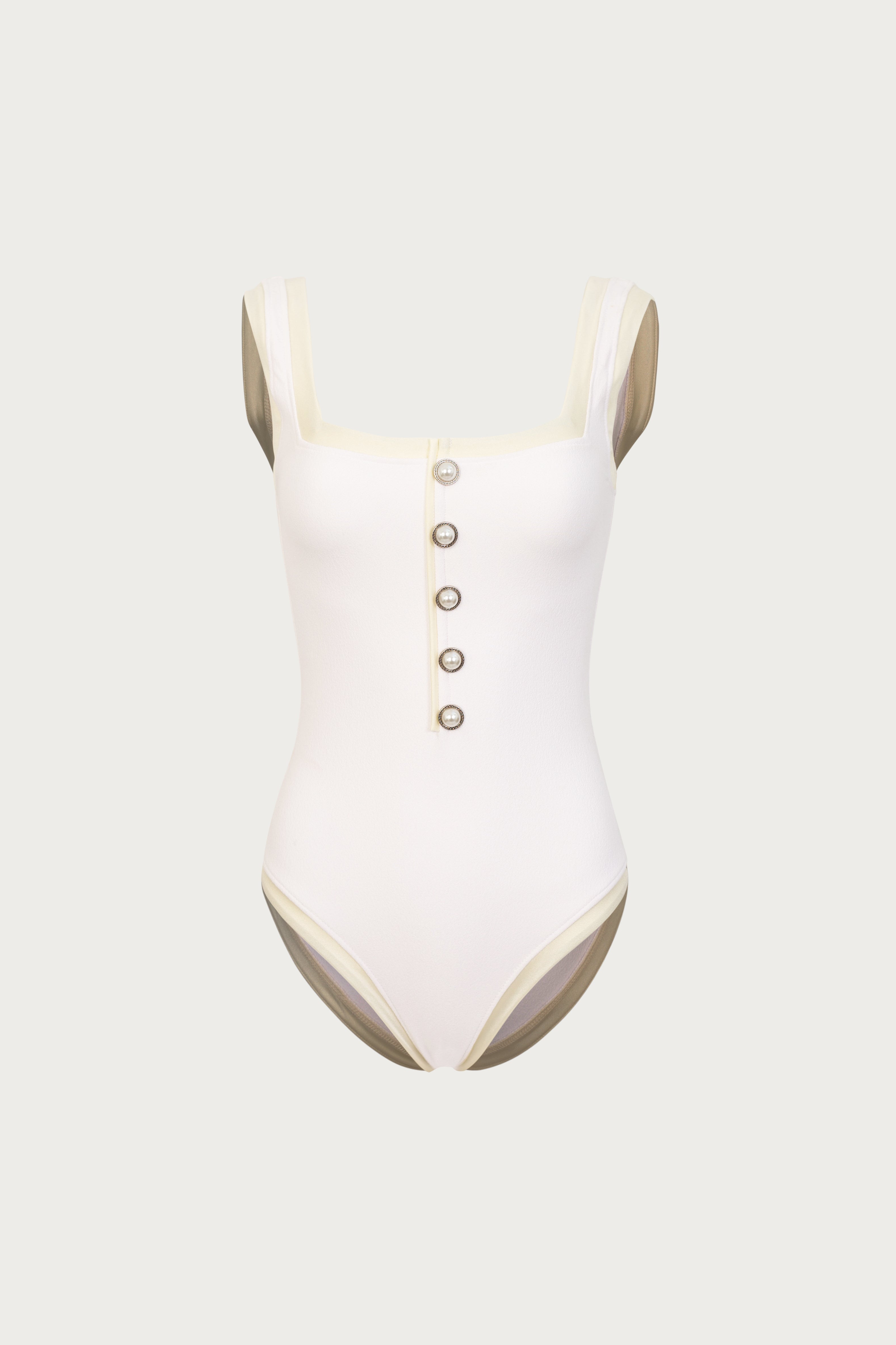 The Grace Tank One Piece (Faux Suede White/Cream)