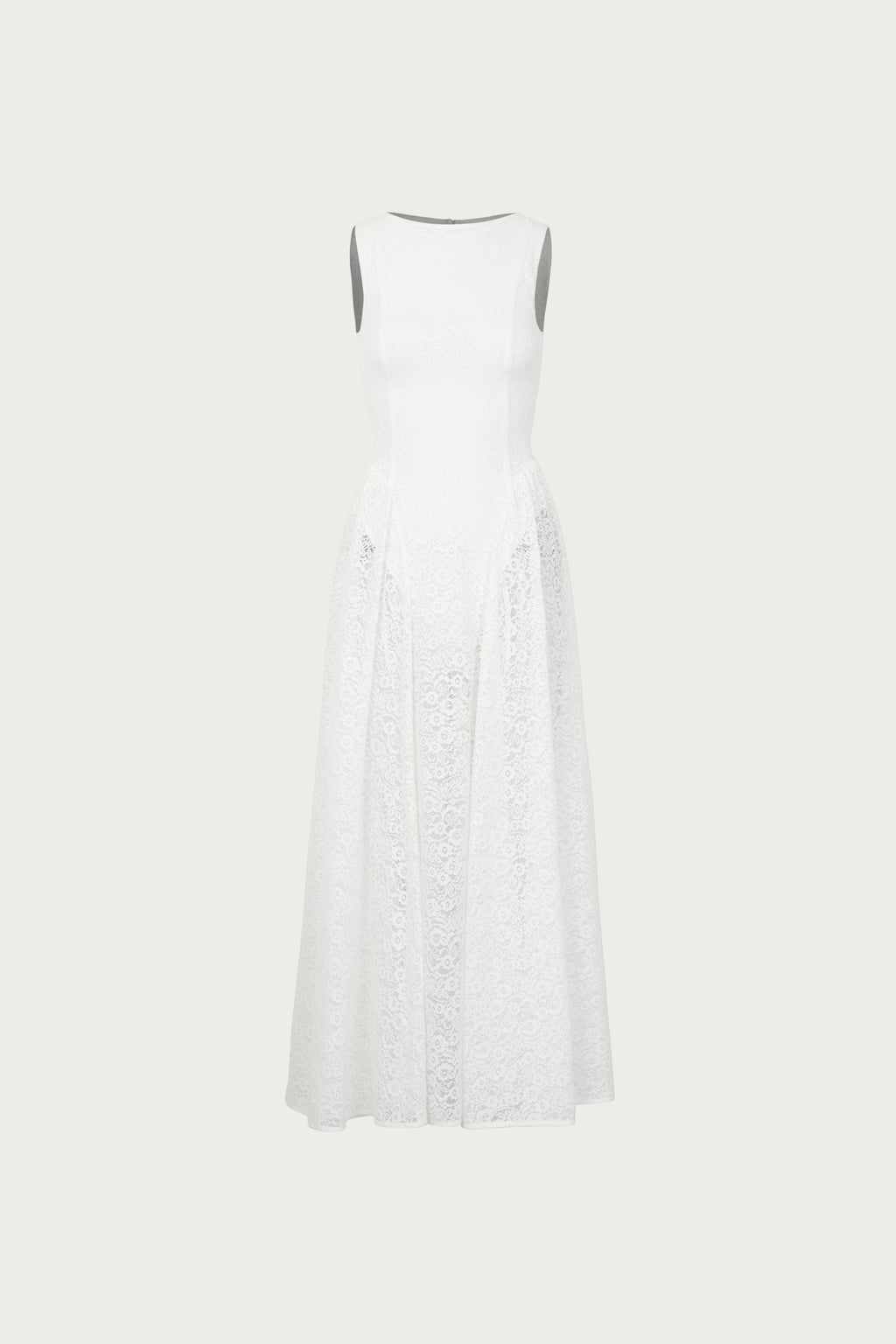 French Lace Midi Dress (White)