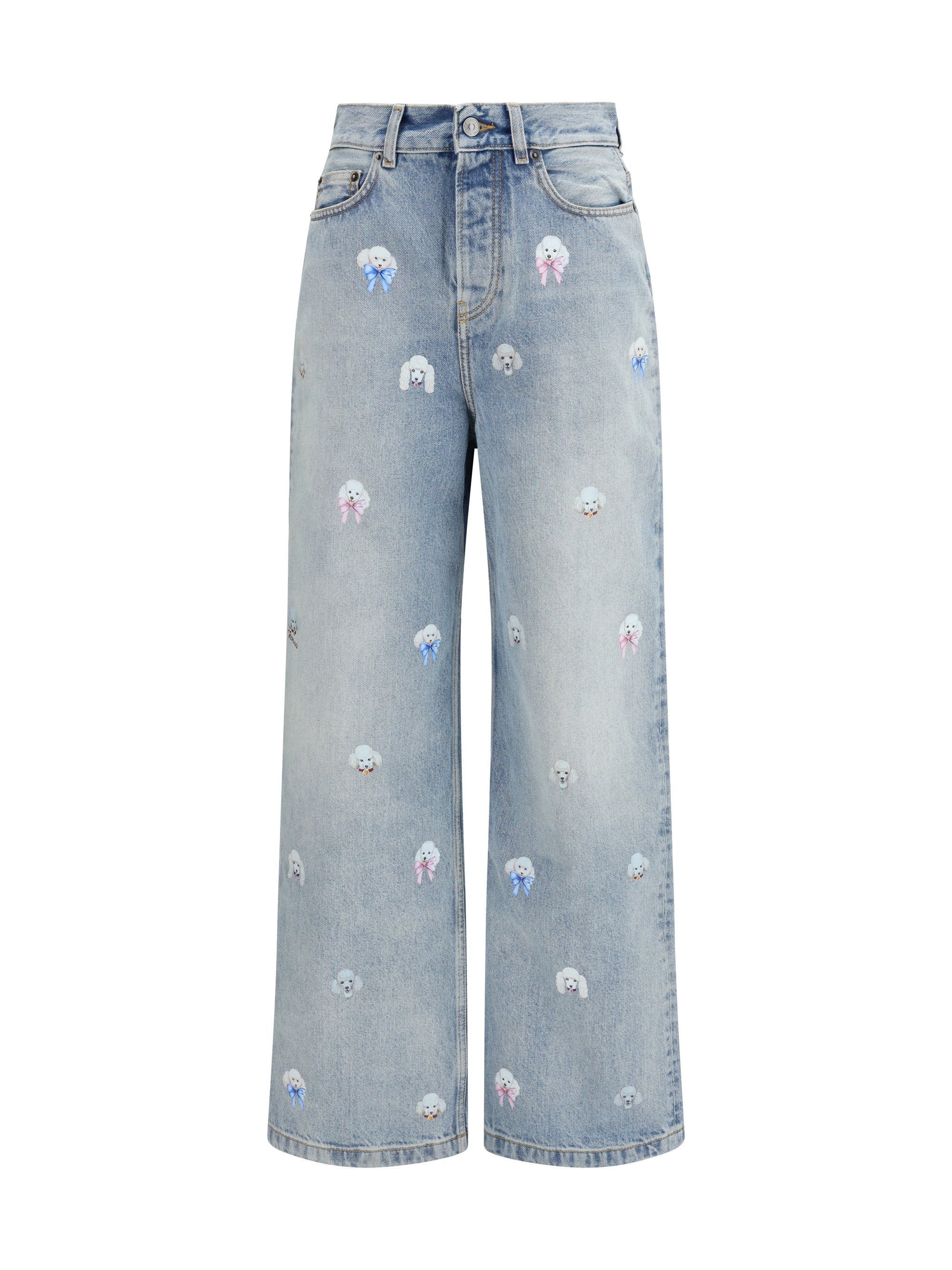 Fiorucci Poodle-Print Jeans — Blue