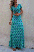 One Dress Two Ways Short Sleeve Floral Printed Maxi Dress