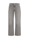7for Low-Rise Straight Denim Jeans — Gray