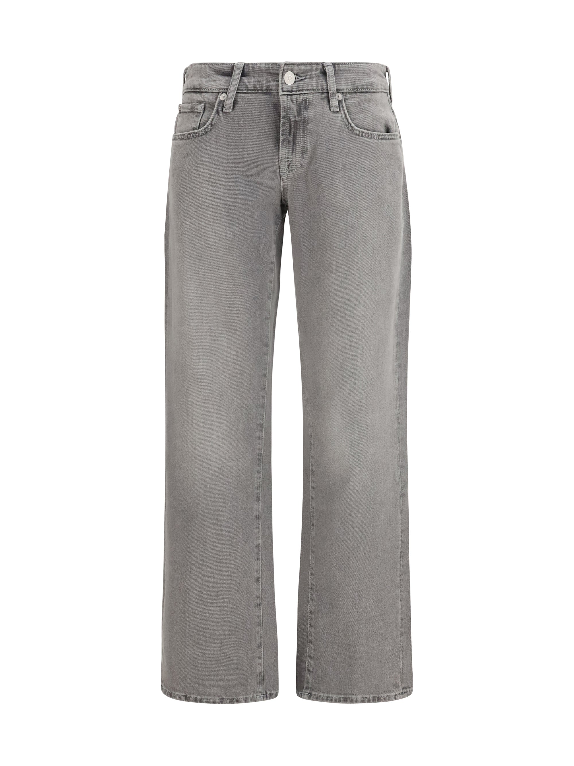 7for Low-Rise Straight Denim Jeans — Gray