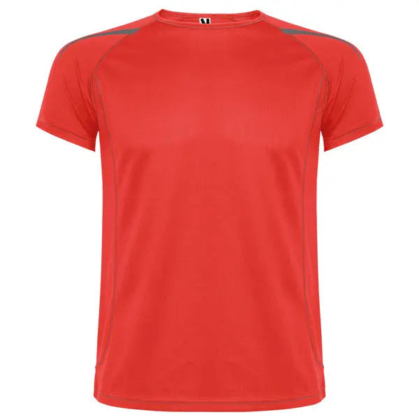 Camiseta técnica en tejido punto liso, de manga corta ranglán, con costuras en contraste en bocamangas, bajo, cuello y laterales Vetonek