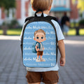 Mochila escolar de gran capacidad con nombre, personalizada, de dibujos animados, de un personaje infantil, con una nube de palabras, para uso diario Regalo de cumpleaños de vuelta al cole para niños