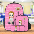 Personalizada Lindo Dibujo Flor de Nacimiento Multicolor Mochila Bolsa de Almuerzo Estuche con Nombre Regalo de Cumpleaños de Regreso a la Escuela para Niños Niñas