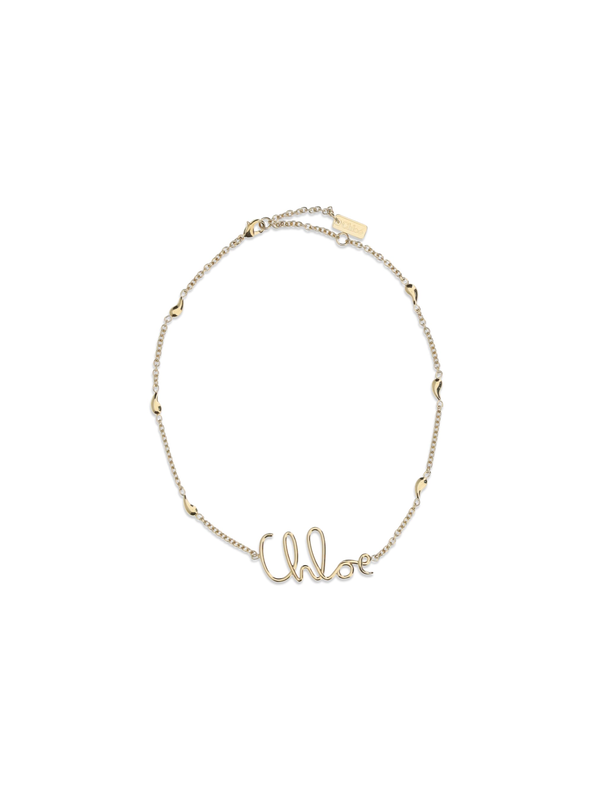 Chloé Logo-Script Chain Necklace — Gold