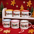 Personalizada Santa Claus Alce 12 oz Esmalte Taza con Nombre Decoración del Hogar Regalo de Navidad para Niños Niñas
