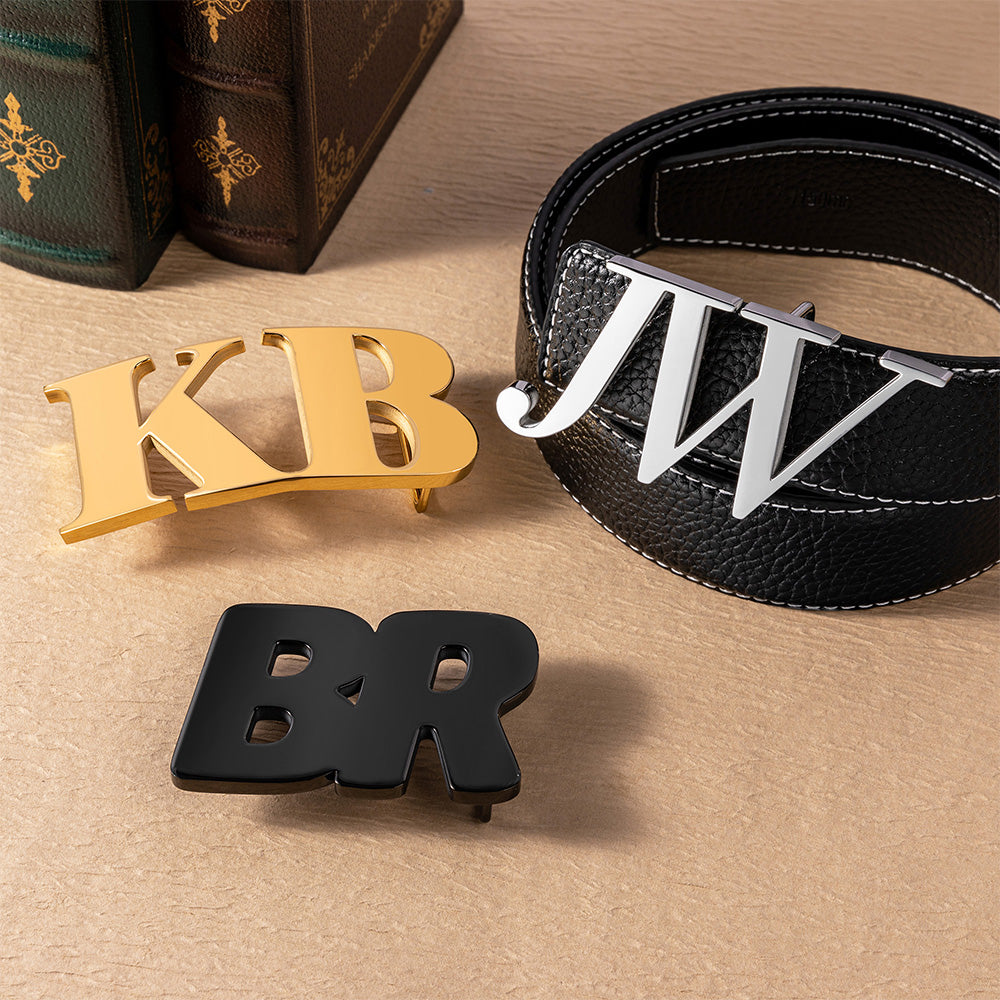 Juego de hebillas de cinturón personalizadas con iniciales del monograma Accesorios minimalistas Día del Padre Día de San Valentín Jubilación Cumpleaños Regalo para hombre
