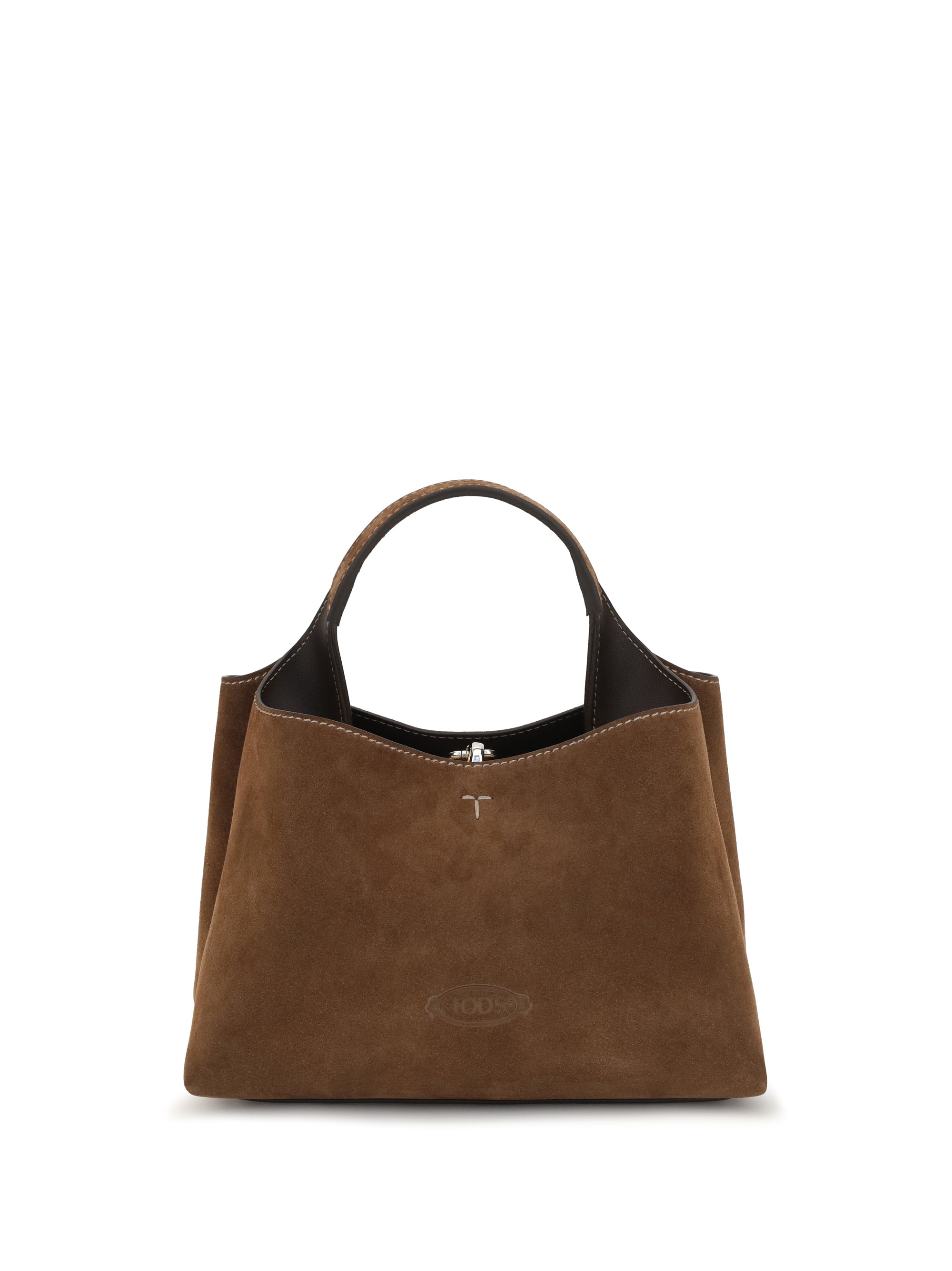 Tod's Suede with Removable T Pendant Shoulder Bag — Brown