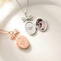 Collar personalizado con foto de mariposa ovalada vintage con dije de lazo y texto grabado Joyería conmemorativa Regalo de cumpleaños Aniversario para mujer