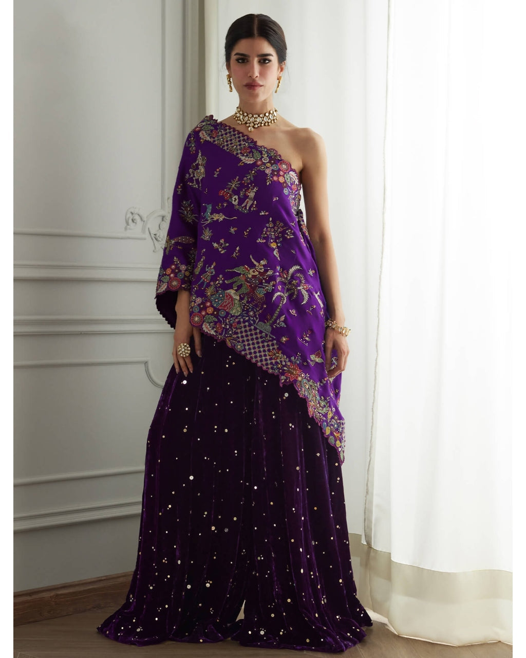 Grace Wrap Stole & Sharara Set By KYNAH, Luxury Indian Fashion & Bridal Wear